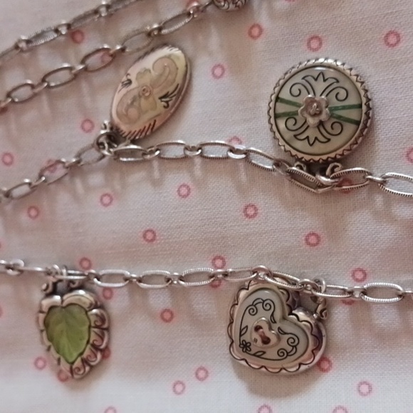 Brighton Green Tone Charm Long Chain Necklace - Picture 6 of 9